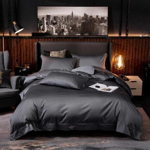 Egyptian Black Duvet Cover & Sheet Set