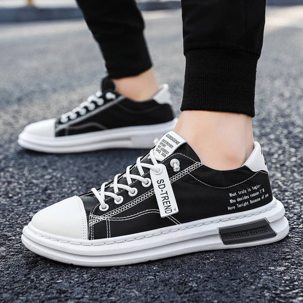 Men Sneakers Fashion Soft Leather Breathable Rubber Sole Round Toe Lace Up Flat Casual Shoes Street Style Sports Shoes Travel Walking Shoes