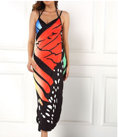 PLUS SIZE BUTTERFLY WRAP COVER UP DRESS