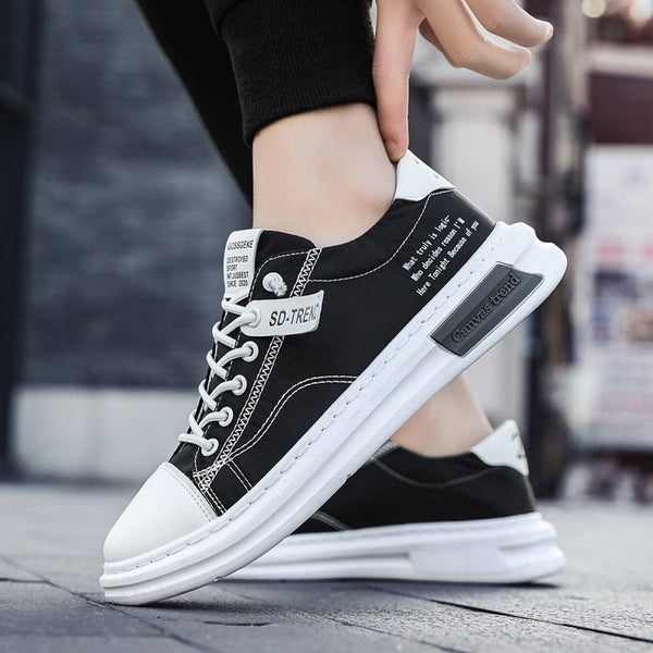 Men Sneakers Fashion Soft Leather Breathable Rubber Sole Round Toe Lace Up Flat Casual Shoes Street Style Sports Shoes Travel Walking Shoes
