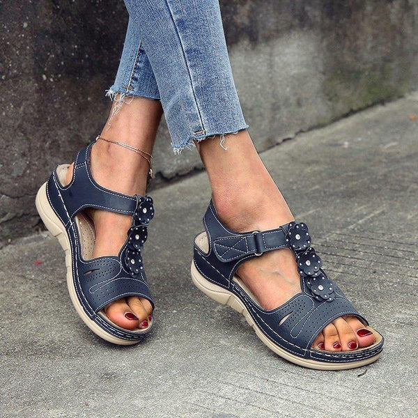 LADIES COMFY WEDGE SANDALS WITH FLOWER