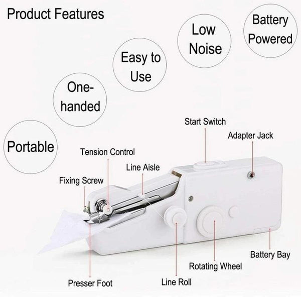 Portable handheld sewing machine