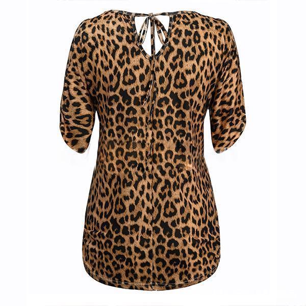 WOMEN O NECK SLEEVELESS LEOPARD T-SHIRT