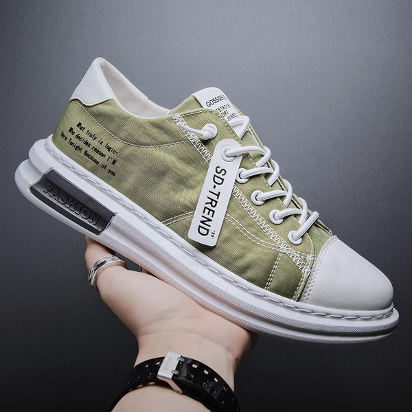 Men Sneakers Fashion Soft Leather Breathable Rubber Sole Round Toe Lace Up Flat Casual Shoes Street Style Sports Shoes Travel Walking Shoes