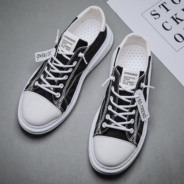 Men Sneakers Fashion Soft Leather Breathable Rubber Sole Round Toe Lace Up Flat Casual Shoes Street Style Sports Shoes Travel Walking Shoes