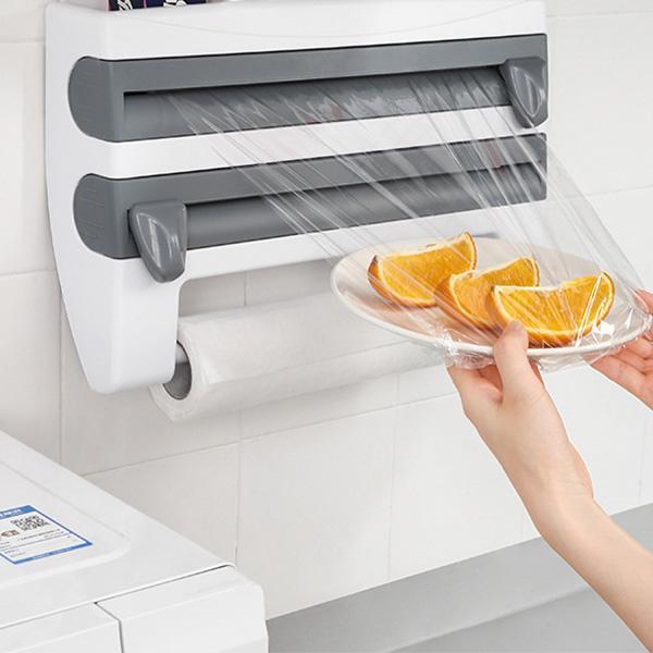 Multifunction Film Storage Rack Cutter for Kitchen【Punch-free】