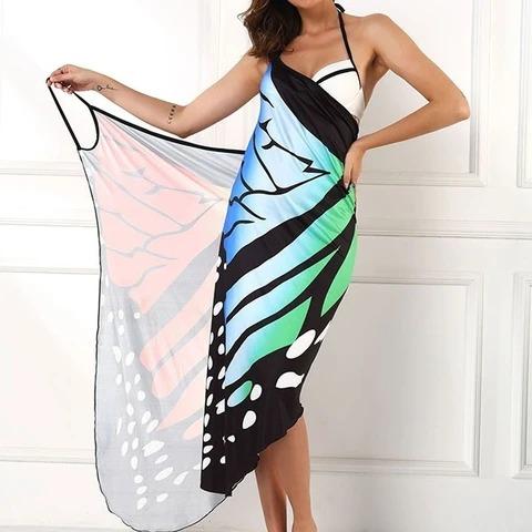 PLUS SIZE BUTTERFLY WRAP COVER UP DRESS