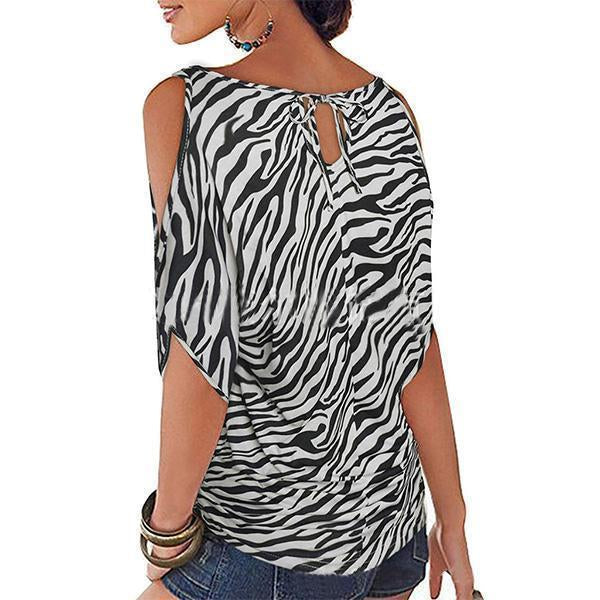 WOMEN O NECK SLEEVELESS LEOPARD T-SHIRT