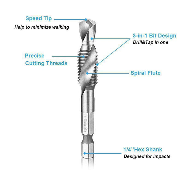 Metric Tap Drill Bits 6PCS (M3 - M10)