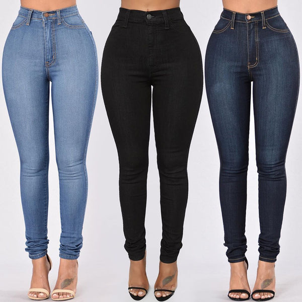STYLED ON INS Classic High Waist Skinny Jeans-Dark Denim