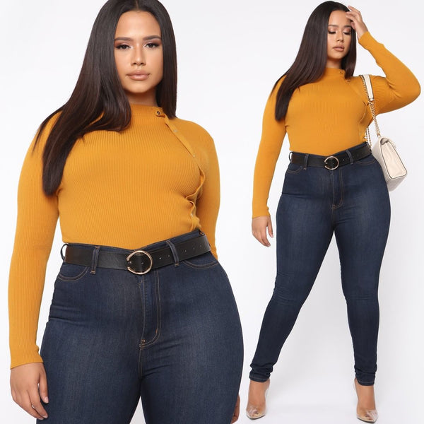 STYLED ON INS Classic High Waist Skinny Jeans-Dark Denim