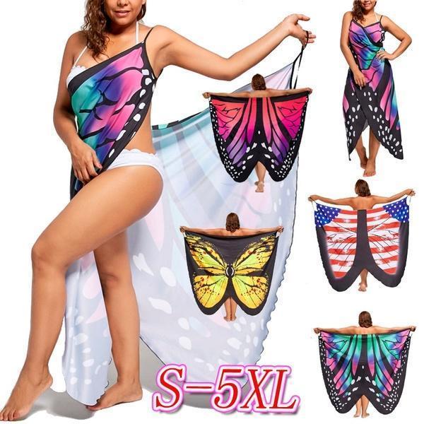 PLUS SIZE BUTTERFLY WRAP COVER UP DRESS