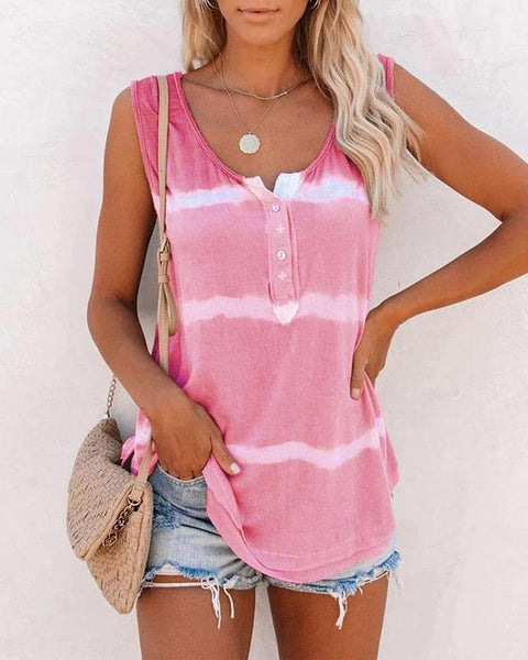 Casual Tie-dye Button T-shirt