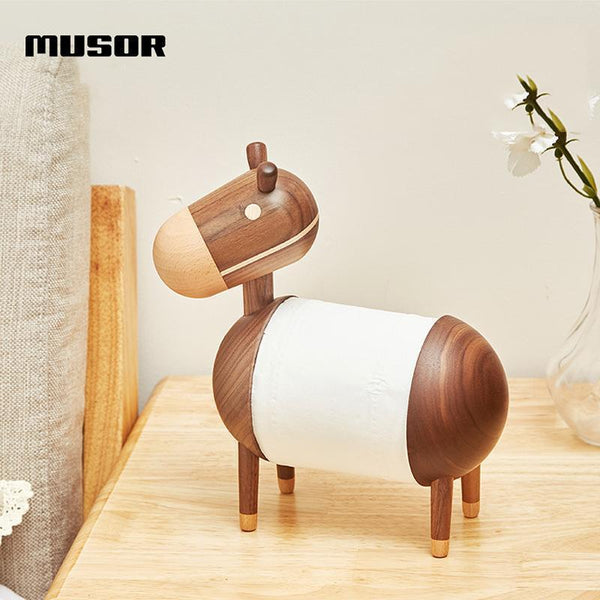 Creative little wooden donkey tissue holder