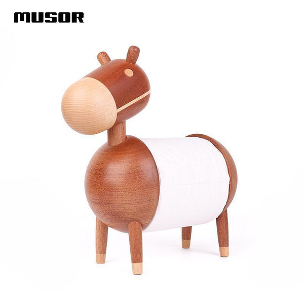 Creative little wooden donkey tissue holder