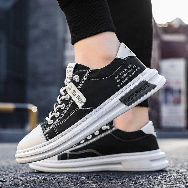 Men Sneakers Fashion Soft Leather Breathable Rubber Sole Round Toe Lace Up Flat Casual Shoes Street Style Sports Shoes Travel Walking Shoes