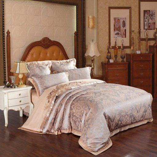 Vetora Luxury Silk Jacquard Cotton Duvet Cover Set