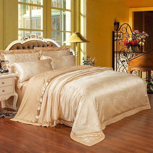 Vetora Luxury Silk Jacquard Cotton Duvet Cover Set