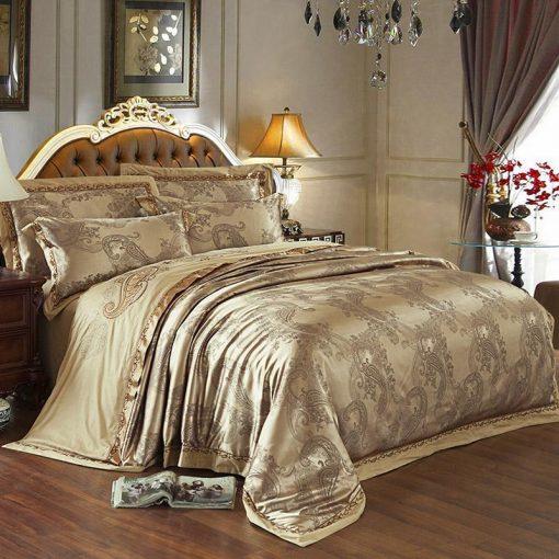 Vetora Luxury Silk Jacquard Cotton Duvet Cover Set