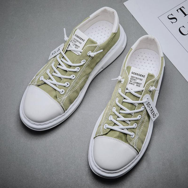 Men Sneakers Fashion Soft Leather Breathable Rubber Sole Round Toe Lace Up Flat Casual Shoes Street Style Sports Shoes Travel Walking Shoes