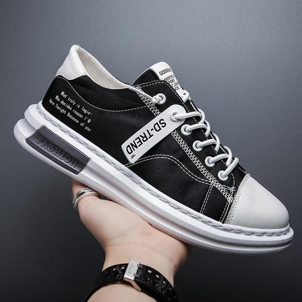 Men Sneakers Fashion Soft Leather Breathable Rubber Sole Round Toe Lace Up Flat Casual Shoes Street Style Sports Shoes Travel Walking Shoes