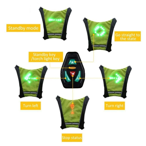 Cycling Bicycle LED Wireless Safety Turn Signal Light Vest for Riding Night Guiding